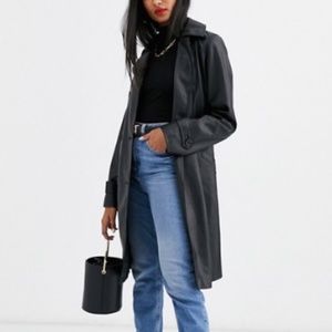 Faux Leather Trench Coat